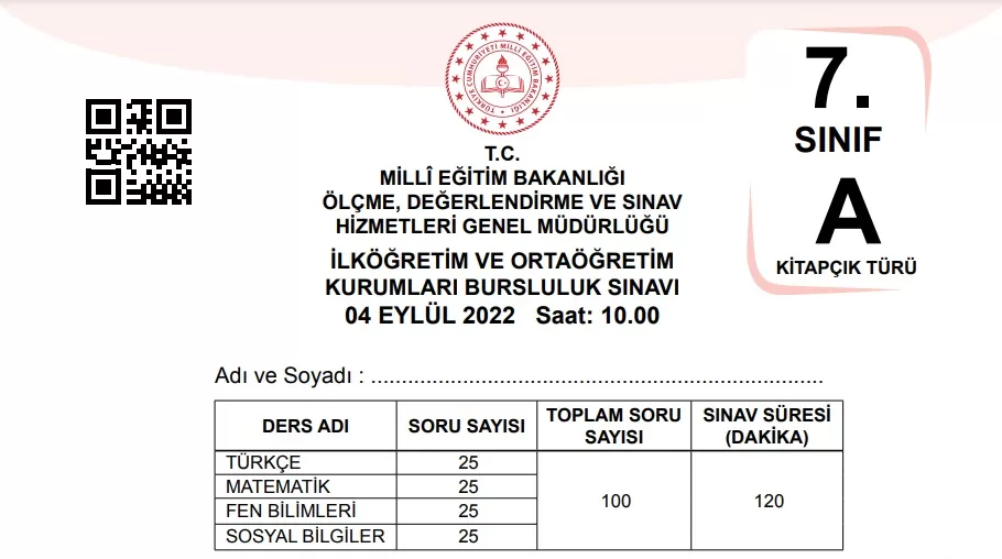 2022 İOKBS bursluluk sınavı soruları pdf çöz